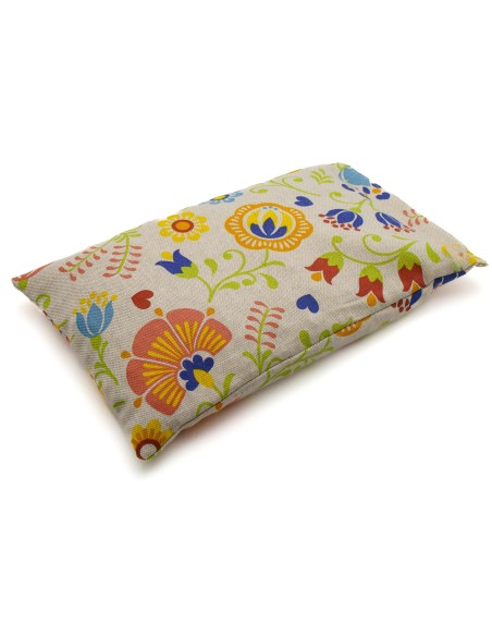 Cuscino con noccioli di ciliegia - (32 x 19 x 5cm) - (570 - 710gr.) -Fiori Colorati