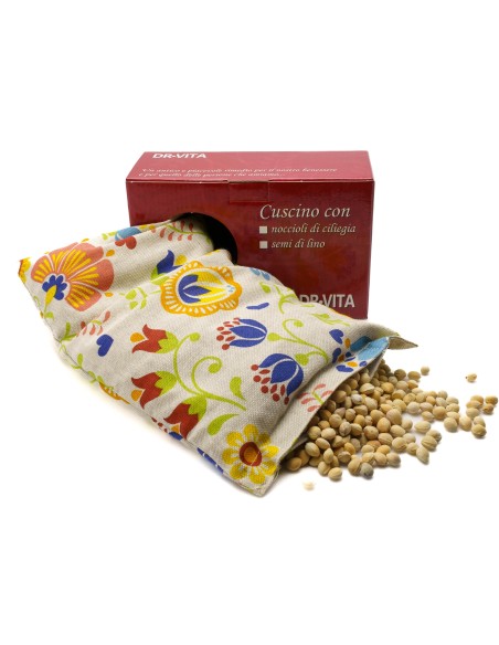 Cuscino con noccioli di ciliegia - (32 x 19 x 5cm) - (570 - 710gr.) -Fiori Colorati