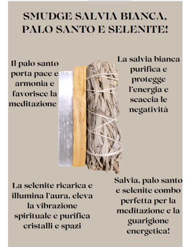 Set Salvia Bianca, Palo Santo e Selenite. Purificazione Energetica