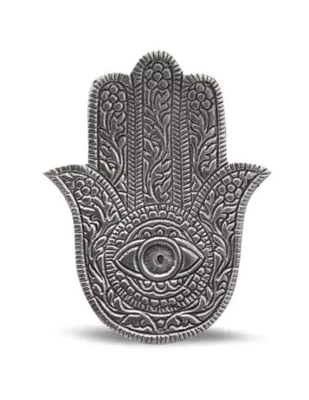Mano di Fatima Porta Incenso Argento – Supporto per Bastoncini e Coni