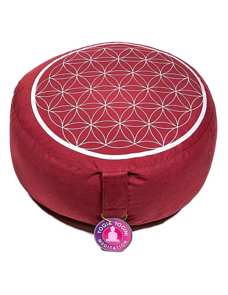 Cuscino Meditazione Fiore della Vita Rosso/Argento – 33x13cm ±2300g