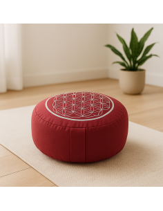 Cuscino Meditazione Fiore della Vita Rosso/Argento – 33x13cm ±2300g