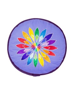 Cuscino Meditazione Blu Fiore Ricamato – Cotone Organico OCS | 33x13 2