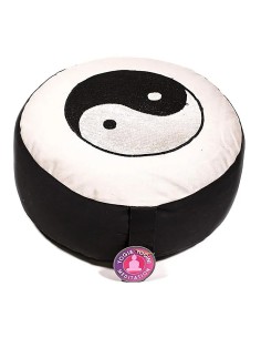 Cuscino Meditazione Yin Yang Ricamato – Avorio e Nero  Cotone Organico 2