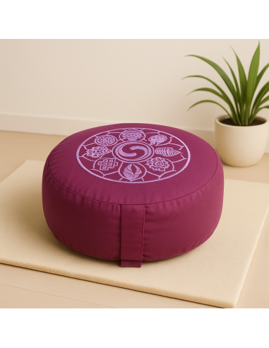 Cuscino Meditazione Melanzana – 8 Segni Auspicio | Confort naturale