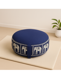 Cuscino Meditazione Blu con Elefanti | Comfort e Spiritualità