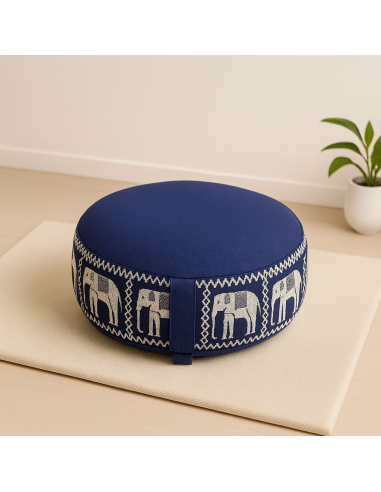 Cuscino Meditazione Blu con Elefanti | Comfort e Spiritualità