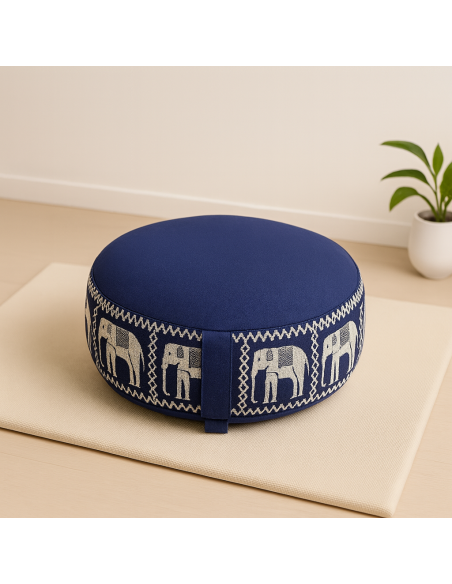 Cuscino Meditazione Blu con Elefanti | Comfort e Spiritualità