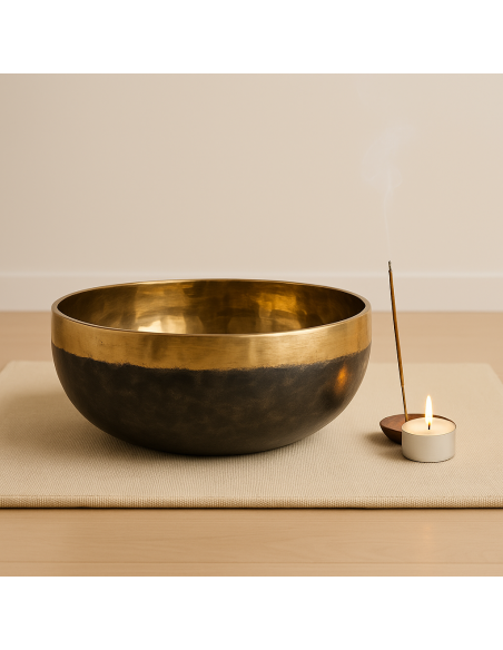 Campana Tibetana Ishana Nero/Oro – Campana Meditazione Ø 29cm