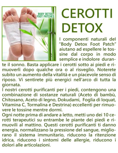 Cerotti naturali in Bambù disintossicanti per Piedi - 10 Pezzi