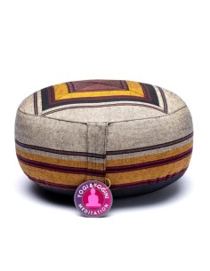 Cuscino Meditazione Grigio e Giallo – Zafu Yoga 33x13cm in Cotone 2