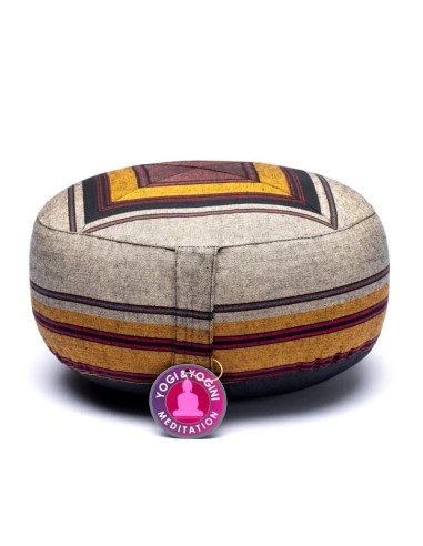 Cuscino Meditazione Grigio e Giallo – Zafu Yoga 33x13cm in Cotone