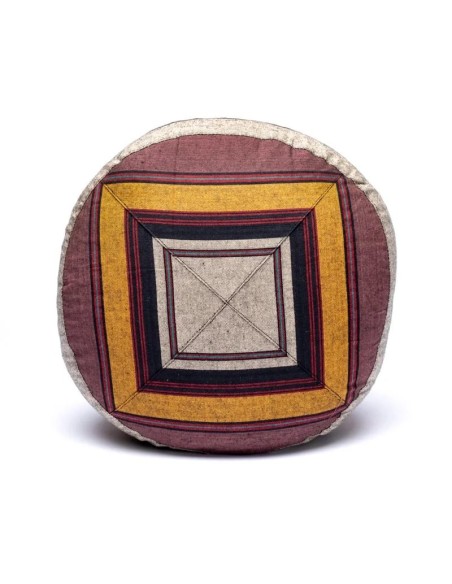 Cuscino Meditazione Grigio e Giallo – Zafu Yoga 33x13cm in Cotone