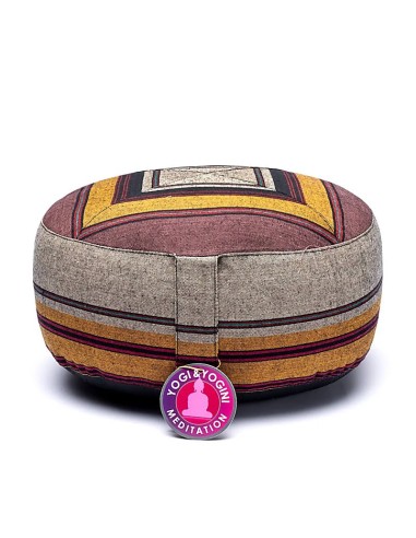 Cuscino Meditazione Grigio e Giallo – Zafu Yoga 33x13cm in Cotone