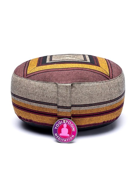 Cuscino Meditazione Grigio e Giallo – Zafu Yoga 33x13cm in Cotone