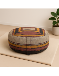 Cuscino Meditazione Grigio e Giallo – Zafu Yoga 33x13cm in Cotone