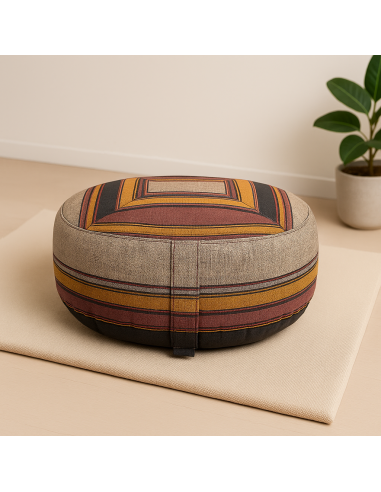 Cuscino Meditazione Grigio e Giallo – Zafu Yoga 33x13cm in Cotone