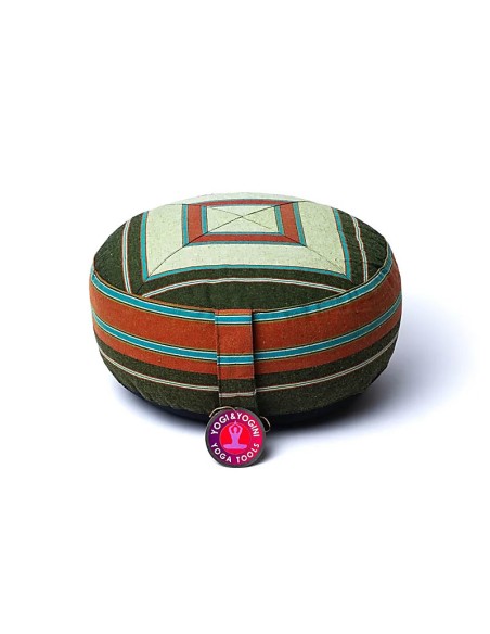 Cuscino Meditazione Verde Fantasia – Zafu Yoga 33x13cm in Cotone