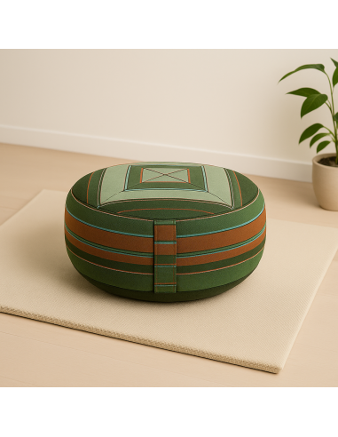 Cuscino Meditazione Verde Fantasia – Zafu Yoga 33x13cm in Cotone