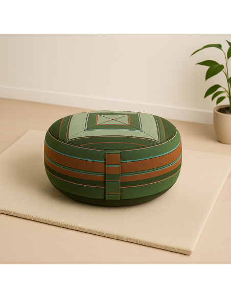 Cuscino Meditazione Verde Fantasia – Zafu Yoga 33x13cm in Cotone